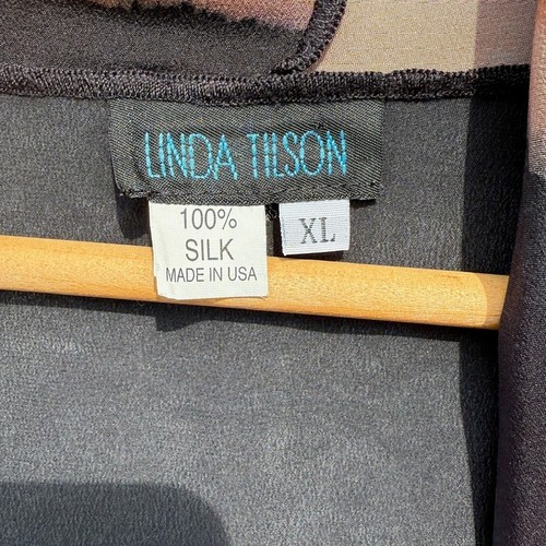 Linda Tilson Vintage XL Silk Art-to-Wear Hand-Dyed Artist red black Vest Jacket - Picture 3 of 6