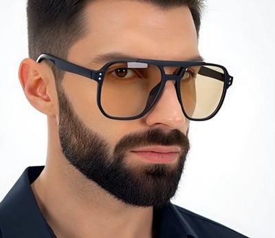 Large Oversized Men Orange Lens Fashion Fancy Retro 80's Sunglasses Lentes Gafas