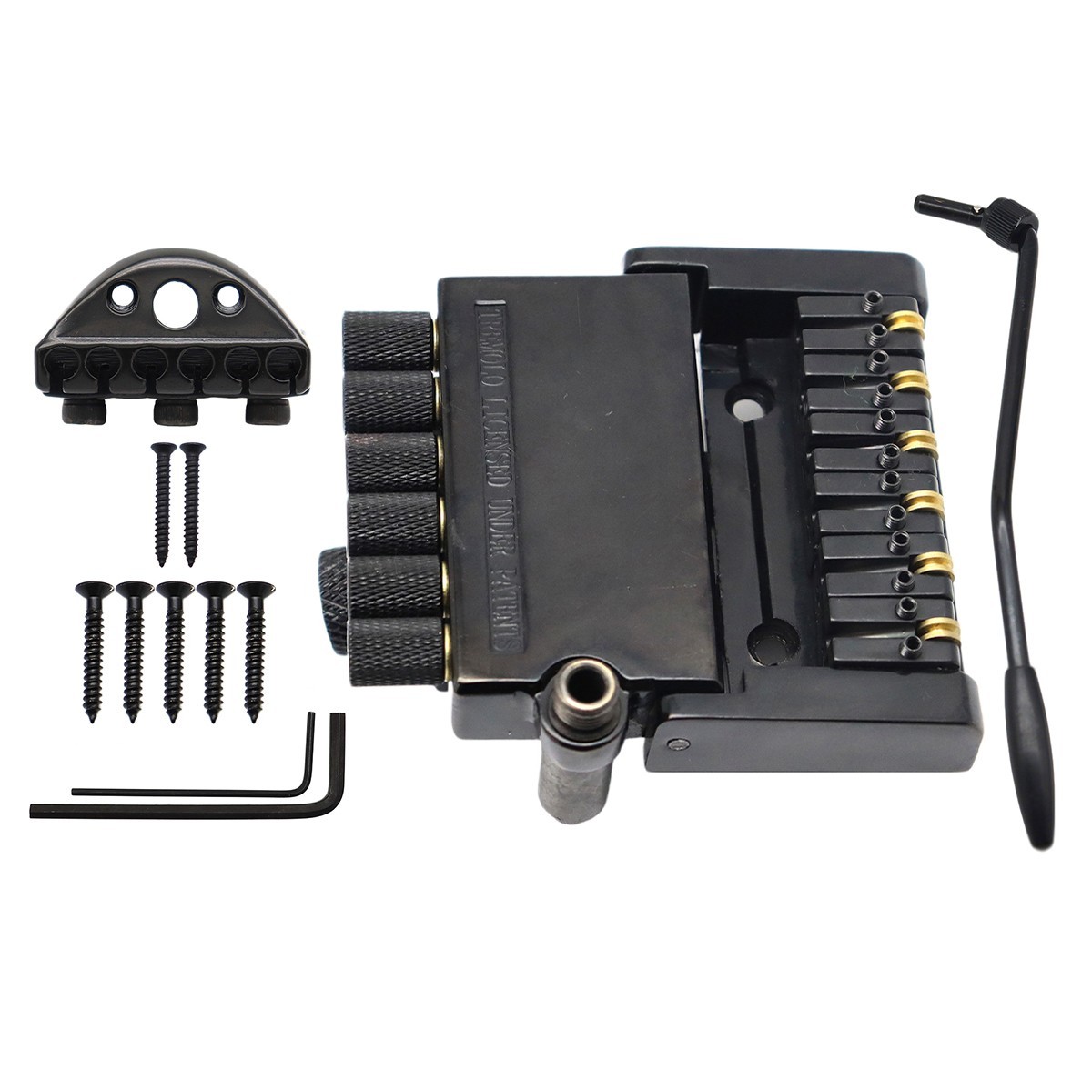 Ponte Tremolo Chitarra Elettrica Senza Testa 6 Corde con String Locks Nero Set