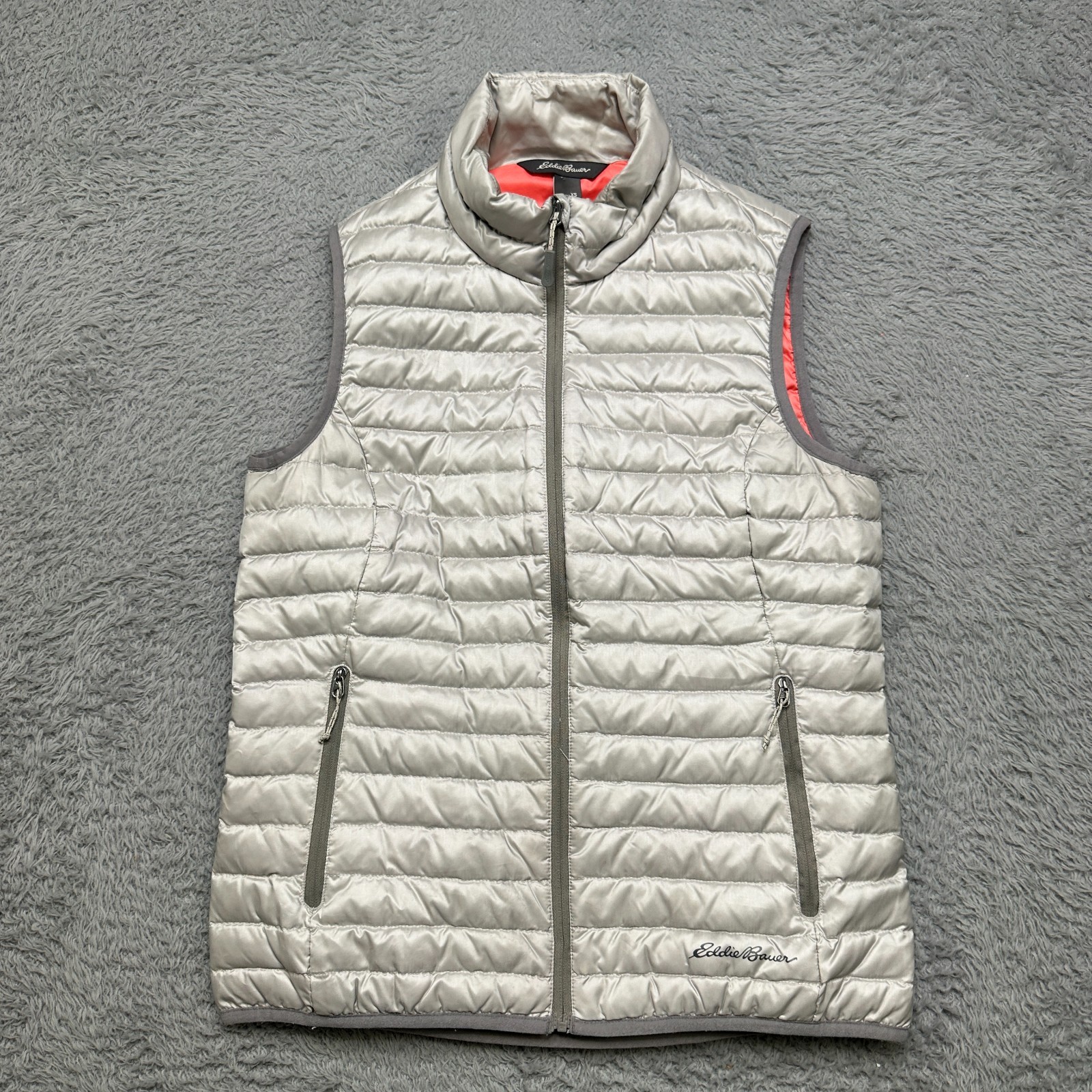 Eddie Bauer Down Vest Womens XS Gray Silver Micro Puff EB 700 Hiking Skiing image 2