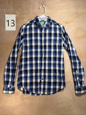 BOSS Hugo Boss Mens Regular Fit Blue Plaid Long Sleeve Button Down Shirt Size M