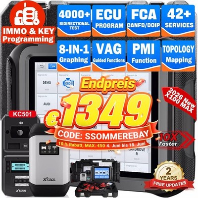 XTOOL X100MAX Profi KFZ OBD2 Diagnosegerät Scanner IMMO Keey ECU Programmier FCA