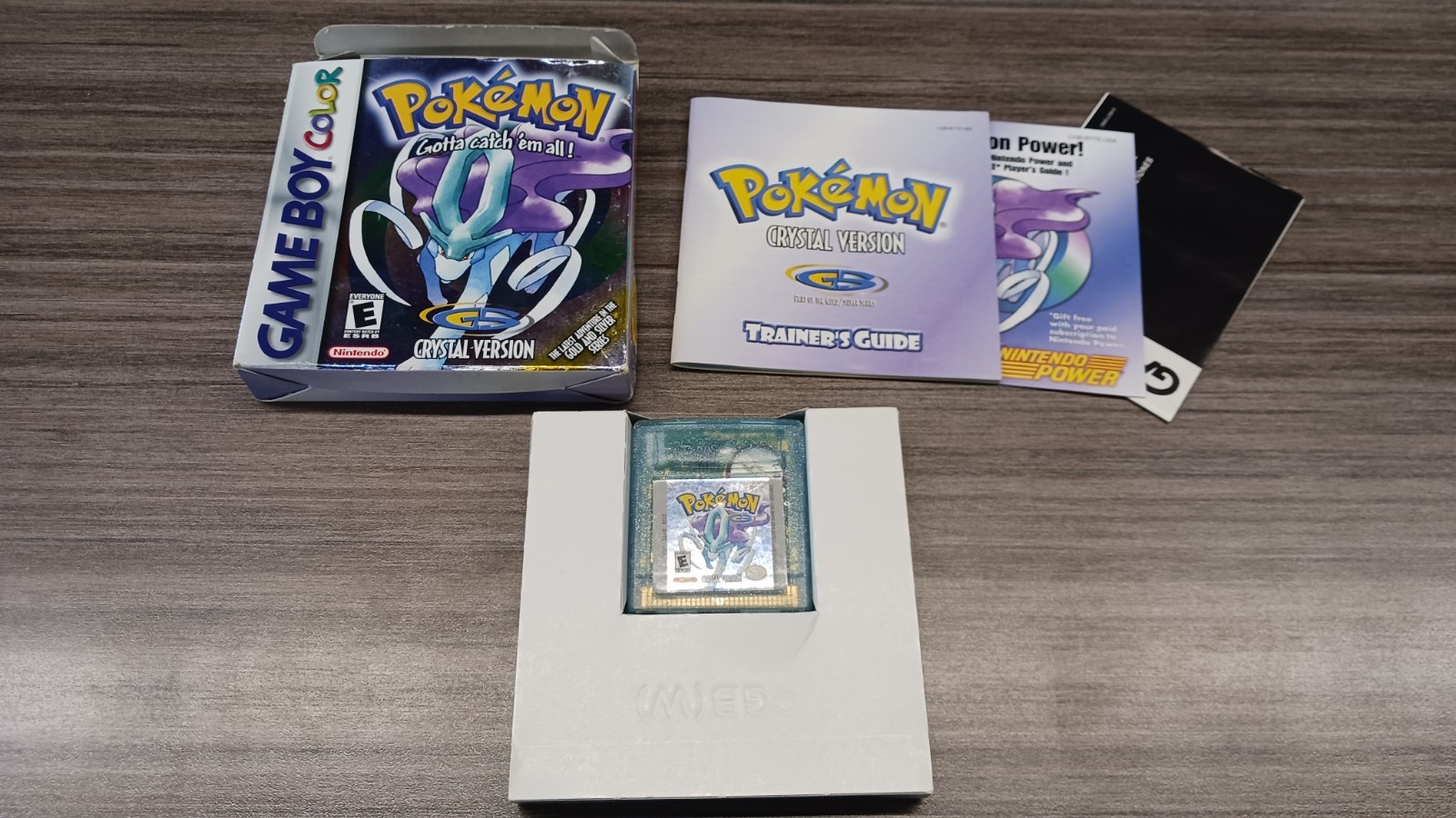 Pokemon Crystal CIB w/Pictured Inserts, Misprint Box, Working Cart w/Dry Battery