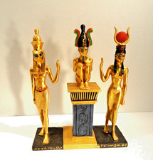 Ancient Egyptian Diety Figurine Set Of Three Horus Isis & Osirus