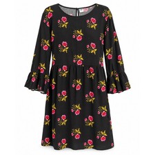 Old Navy Black Floral Ruffle Sleeve Dress XL