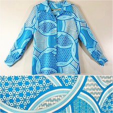 Vintage 1970s Button Shirt Disco Groovy Flower Power 60s 70s Retro Party Large