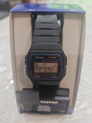Casio F-91W-1CR Classic Digital Watch Black Resin Alarm Stopwatch NEW IN BOX