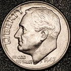 1947 D Roosevelt Dime - Uncirculated - 90% Silver 10C
