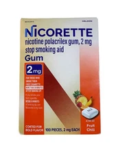 NEW Nicorette Fruit Chill 2mg Nicotine Gum - 100 Count Exp 9/2027