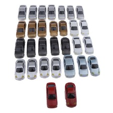 Set of 30 Miniature Model Cars for Train Layout, HO Scale