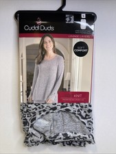 Cuddl Duds Long Sleeve Tunic Top Thumb Holes Gray Black Leopard Size S Soft Knit