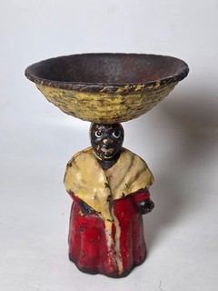 ANTIQUE CAST IRON SOAP DISH HUBLEY ? 1920S 5 INCH TALL