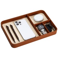 PU Valet Tray for Nightstand & Desk – Multipurpose EDC Catchall Organizer for...