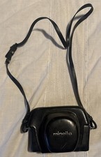 Vintage Minolta Black Leather Camera Case Made in Japan Hard Shell with Strap
