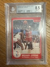 Michael Jordan 1985-86 Star Basketball All-Rookie Team Rookie Card #2 BGS 8.5. rookie card picture