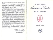 #1144-C1 First Day Ceremony Program 4c Patrick Henry Credo