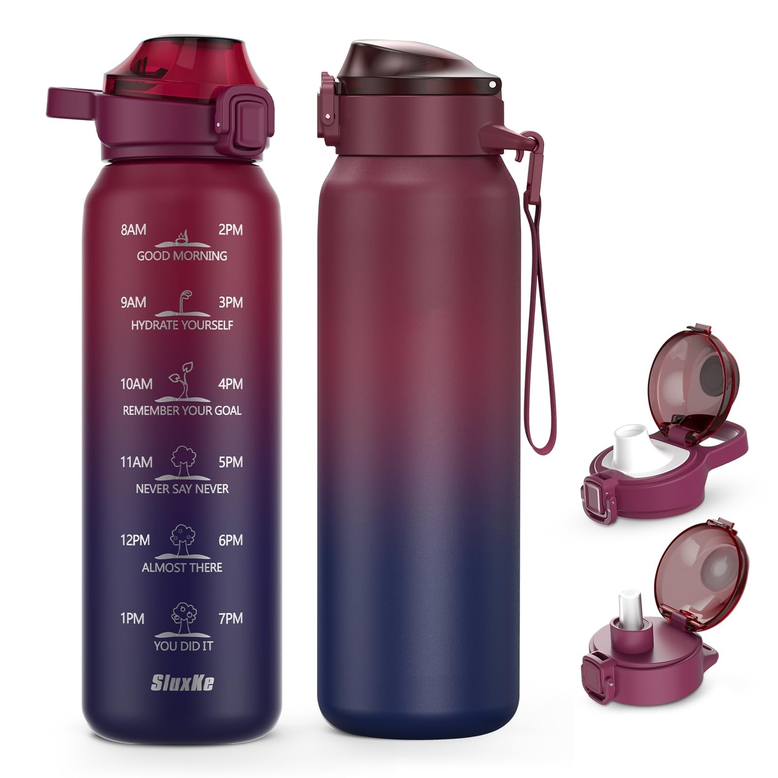 32oz With 2lidsstraw Lid  Spout Lid, 1l Double Walled ...