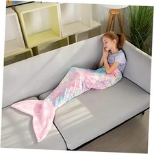 Mermaid Tail Blankets Glittering Soft Flannel Toddlers Light Pink Colorful