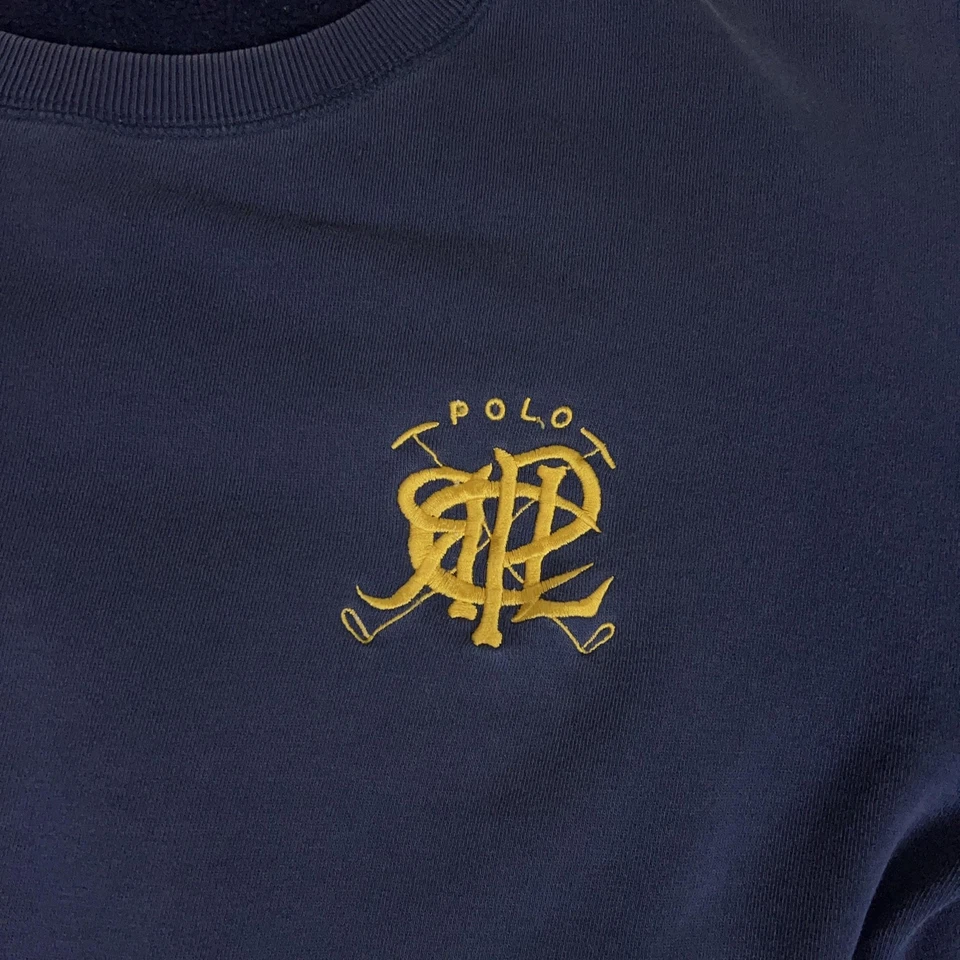 Sudadera De Colección Ralph Lauren Para Hombres Mediana Cresta Garabateada Cuello Redondo Suéter Logo Foto 2 de 4