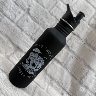 Dead Thirsty Cocktail Skull Aluminum Metal Water Bottle Zombie Skull Tiki Mug