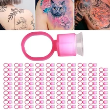 ˜100pcs Tattoo Ink Ring Cup Disposable Microblading Pigment Cup Holder With S