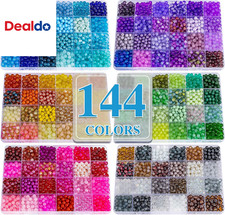 about 7200PCS 6Mm Glass Beads Bracelet Making Kit,144 Assorted Colors Crystal Gl