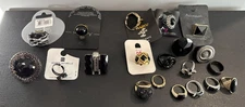 Mixed Lot 5 Adjustable 15 Sized Black Fashion Jewelry Rings Mixed Styles Designs
