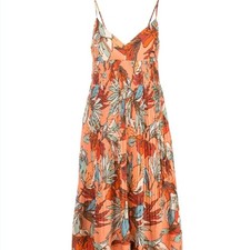 Nicholas floral print maxi dress in orange babydoll summer vacation resort Sz 4