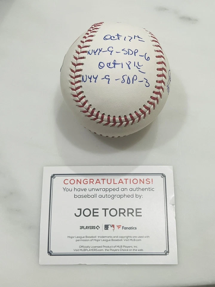 Joe Torre New York Yankees Fanatics Autenticado Automático 1998 WS Béisbol  Foto 4 de 4