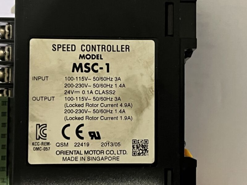ORIENTAL MOTOR # MSC-1 AC SPEED CONTROLLER & GEAR HEAD MOTOR