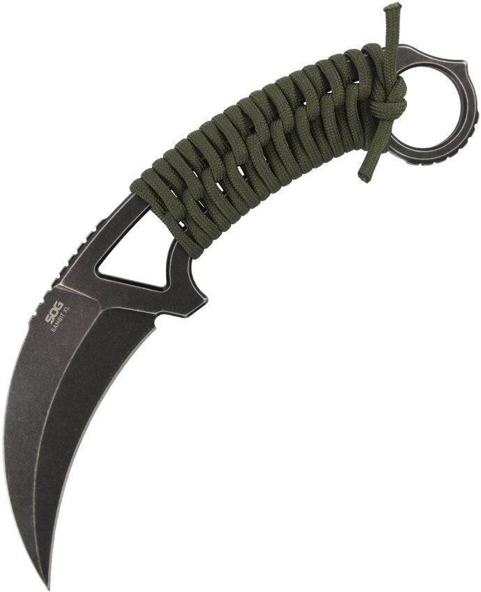 SOG Knives Gambit XL Karambit GB2001-BX OD Green Paracord AUS-10A