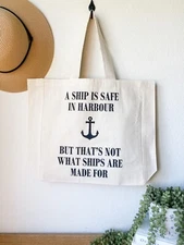 Funny Screen Printed Canvas Shopping Tote Bag - Harbour