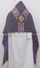 Nuovo Velo Omerale Nero Viola Con Ricamo IHS