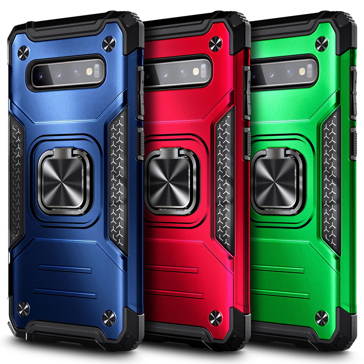 For Samsung Galaxy S10 S10 Plus S10e Case Ring Kickstand Cover +Screen  Protector