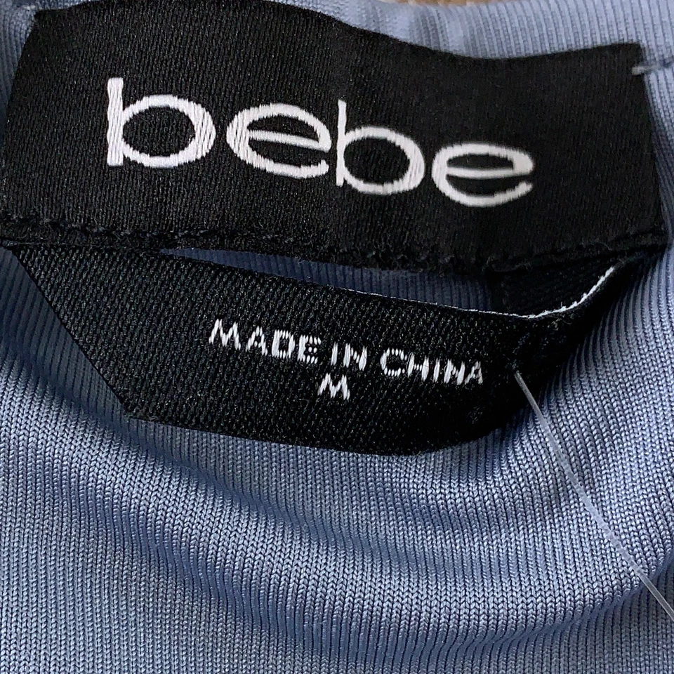 Bebe Women's Medium Light Blue Faux Suede Sleevless V Neck Belted Catsuit *Flaw - Image 3 of 4