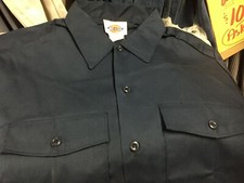 dickies navy blue short sleeve work shirt slight i'rs size large made in USA