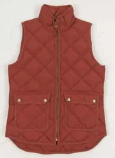 NWOT J Crew Quilted Down Orange Womens Full Zip Puffer Gilet Vest Coat Jacket XS