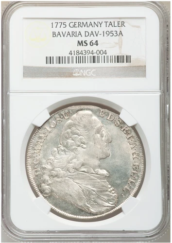 🏆 Top Pop! German States Bavaria 1775 A Taler Coin Thaler NGC MS 64 UNC Madonna