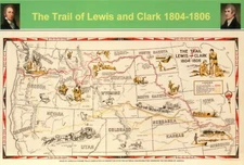 Lewis and Clark Expedition Map, Missouri - Washington etc. US -- Modern Postcard