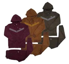 Mens Suede Time Is Money Streetwear Tracksuit, Urban Zip-Up Hoodie & Joggers Set