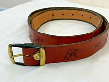 Hand Tooled Brown Leather Belt Engraved Horse Head 33" Removable Buckle Aida