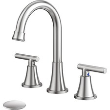 8"Widespread Bathroom Basin Faucet 2-Handle Waterfall Brushed Nickel Deck Mount