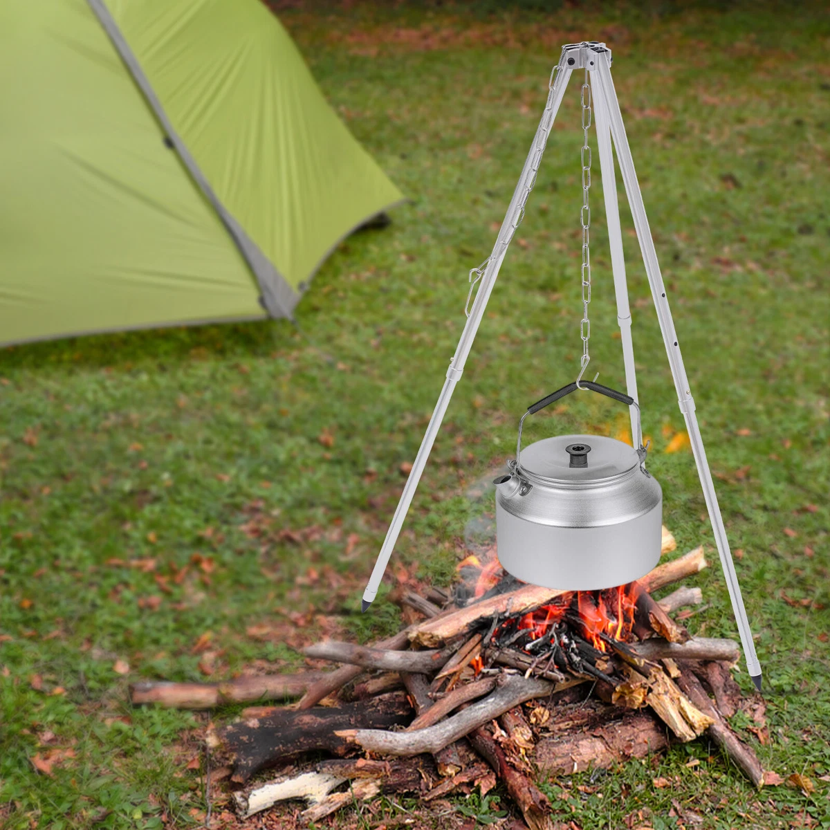 Camp Chef Dutch Oven Cast Iron Campfire Cook Stand in the Cooking