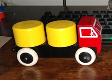 Vintage RED/YELLOW BRIO TEXACO TANKS TRUCK WOOD FREE SHIP RARE READ