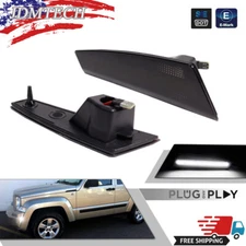For 2008-12 Jeep Liberty Smoked White LED Front Fender Side Marker Signal Lights
