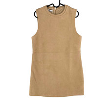 Mango MNG Women Beige Eco Suede Straight Dress Size M