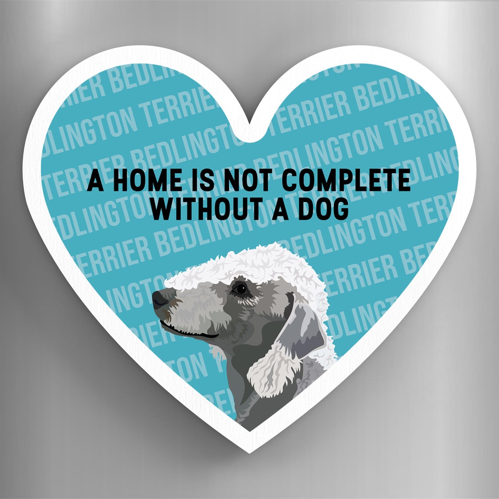 Bedlington Terrier Home Without A Dog Katie Pearson Artworks Heart Wooden Magnet