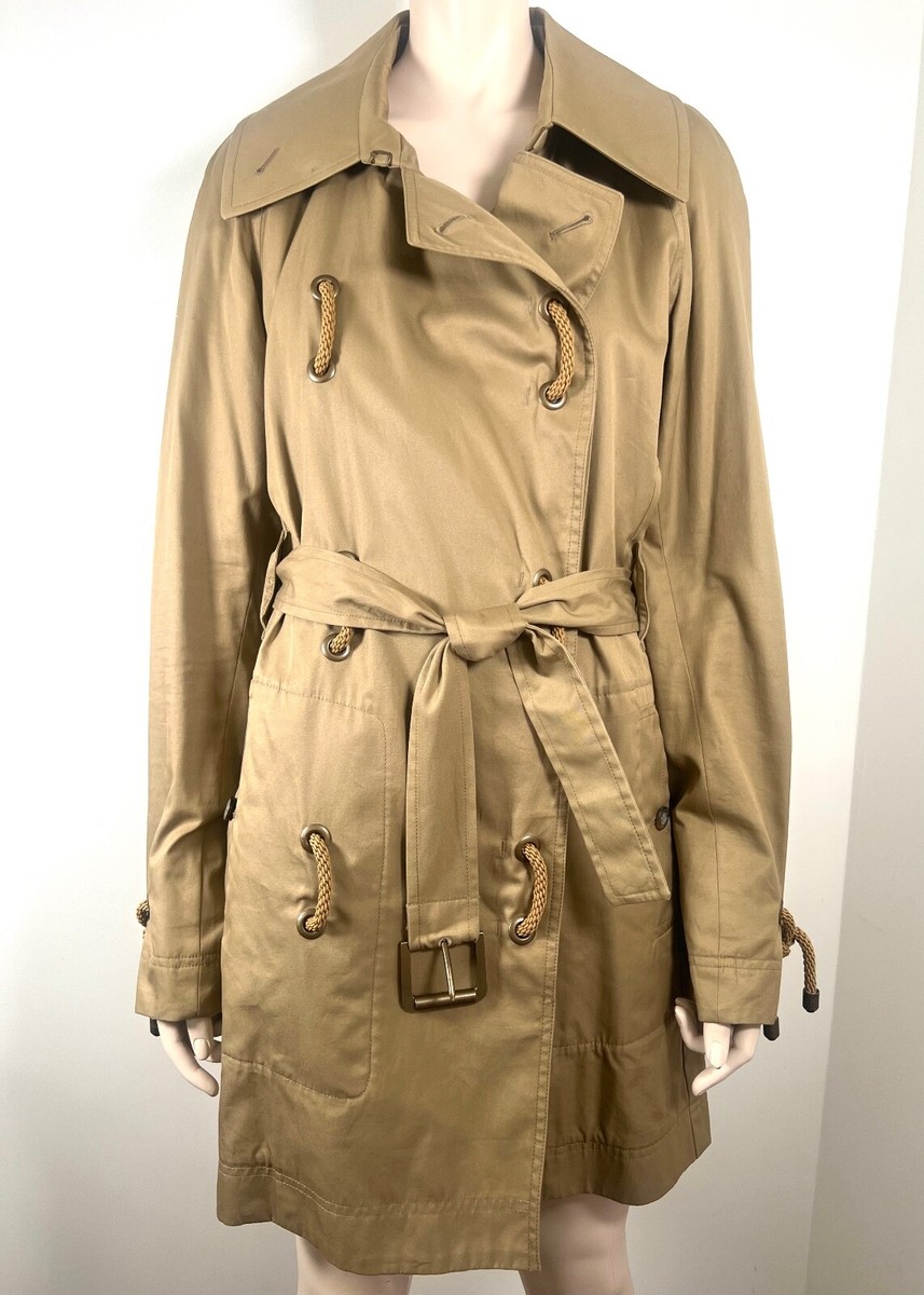 YVES SAINT LAURENT YSL KHAKI TRENCH COAT RAIN COAT, BRAIDED CORD
