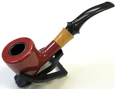 Eclipse Durable Large 6.25" Red Wood Finish Tobacco Herb Smoking Pipe Set Pip703