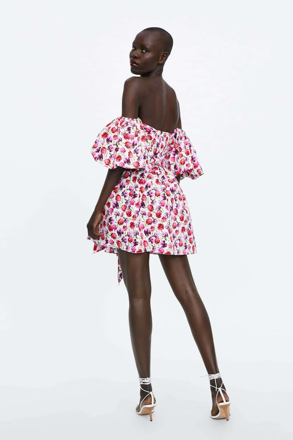 ZARA FLORAL PRINTED MINI DRESS WITH 